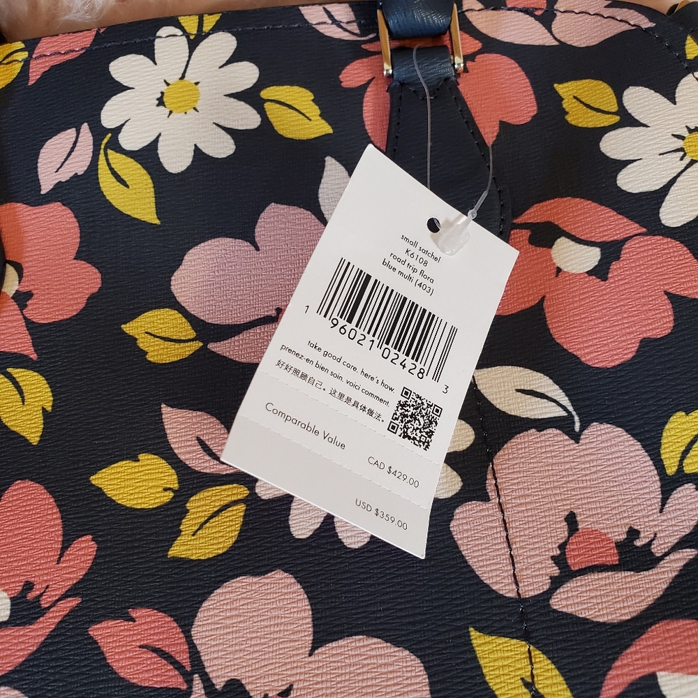 Kate spade road trip small satchel crossbody navy blue floral crossbody handbag - Picture 5 of 5